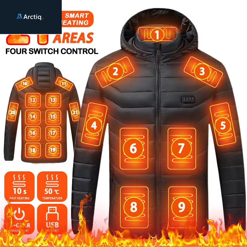 9/19 Areas Heated Jacket Women'S Warm Vest USB Men'S Heating Jacket Heated Vests Coat Hunting Hiking Camping Autumn Winter Male